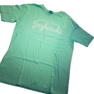 Nwot Mint green Univ of Kansas tshirt large